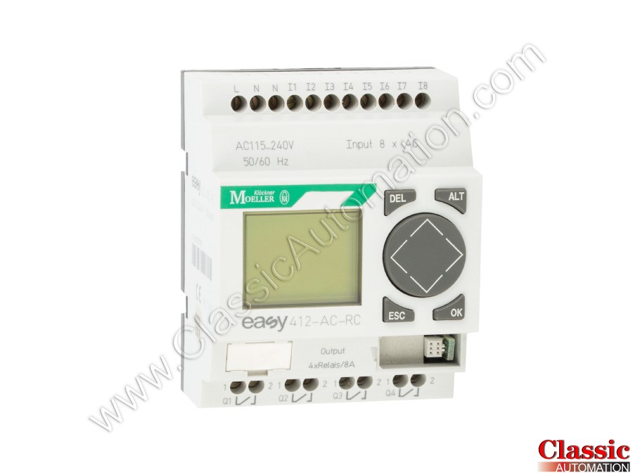 STOCK #K2958 MOELLER EASY 412-AC-RCX  115-240v CONTROL RELAY WITH TIMER 