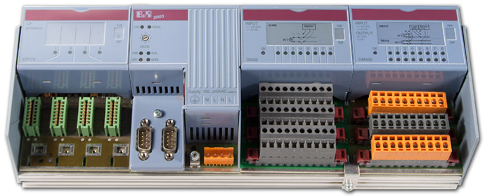 B&R System 2003 testing systems parts repairs for B&R Image of a modular industrial control system with various input/output modules 
