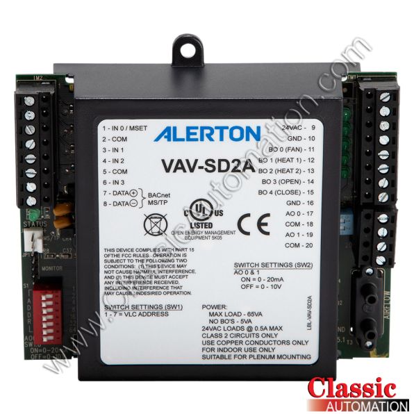 Alerton Part Number VAV-SD2A Alerton Part Number VAV-SD2A